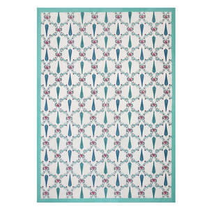 Pur Coton Rajasthani Main Bloc Imprimer Six Places Nappe Turquoise Patti Motif - Product Image 1