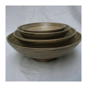 Bol en bambou fait à la main avec une surface lisse de style grain de bois unique et durable pour salade, collation ou cadeau, vaisselle - Product Image 5