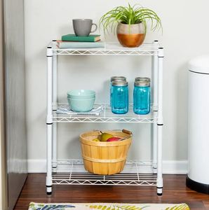 White steel <b>storage</b> shelving <b>rack</b> bulk quantity hot sell for home hotels and restaurant <b>kitchen</b> living room made in india 2023 - Product Image 2