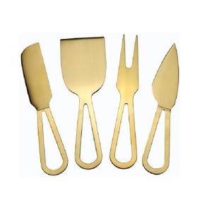 Juego moderno de 4 cuchillos cortadores de queso de acero inoxidable con cuchillos de color plateado a la venta - Product Image 6