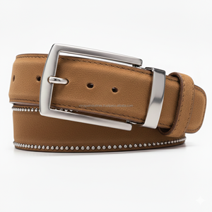 Cinturón de Vestir Trenzado de Cuero Vacuno Genuino para Hombre, Ecológico, Hecho a Mano, con Hebilla de Aleación y Gamuza, 3.3 cm de Ancho, para Trabajo, Negocios y Uso Casual - Product Image 1