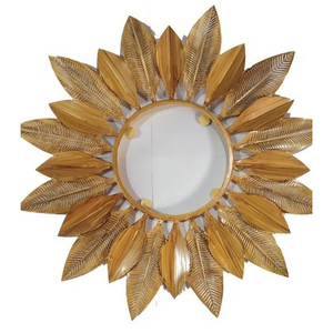 Vintage Leaf Design Metal Wall Mirror Elegant Decorative Frame for Home Living <b>Spaces</b> Perfect Accent for Classic Interior Decor - Product Image 2