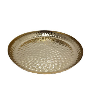 Servir plaque ronde en fer couleur or plaque décorative de taille moyenne pour la décoration de fête et de mariage en vrac personnalisé - Product Image 1