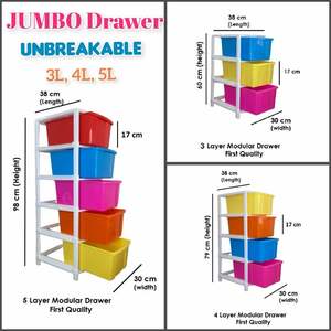 Jumbo Unbreakable Plastic Modular Drawer <b>Storage</b> 3L 4L 5L Heavy Duty Organizer for Kids Home Office Garage Pantry Wholesale - Product Image 6
