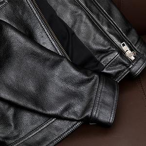 Vente en gros 100% veste en cuir véritable classique décontracté noir hommes vêtements en peau de vache qualité grande taille en cuir - Product Image 6