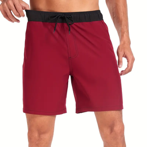 Bermudas básicas para hombre, cintura media, poliéster, algodón, logotipo personalizado, cierre de botones, gimnasio, atletismo, correr, playa, tela lavada - Product Image 1