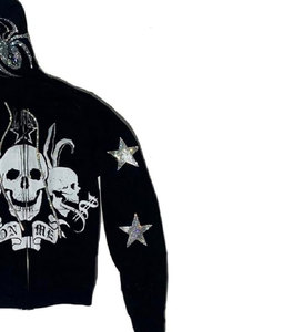 Sweat à capuche élégant et personnalisé DTF DTG avec strass pour hommes pull-over surdimensionné Streetwear sweat-shirt approvisionnement d'usine - Product Image 3