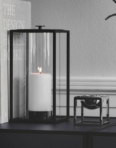 Linterna moderna de granja, escenas de vacaciones, acento decorativo, linterna negra y candelita perfumada, escaparate - Product Image 3