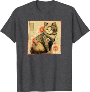 Fabricantes de ropa, arte japonés de alta calidad para Cat Ninja para Samurai, camiseta para hombres, 100% algodón, 240g, tela de punto Shor - Product Image 5