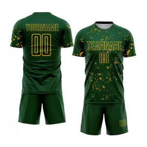 Uniformes de Fútbol Verdes con Estampado por Transferencia Térmica, Venta Caliente 2025, Personalizados, Lisos, de Manga Corta, Transpirables, de Secado Rápido, ODM OEM - Product Image 1
