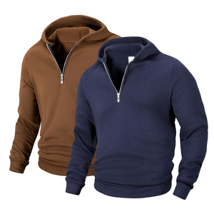 Sudaderas para hombre, Jersey grueso de primavera, jersey de media cremallera, sudadera para exteriores para hombre, Top de cuello alto de Color sólido de otoño - Product Image 1