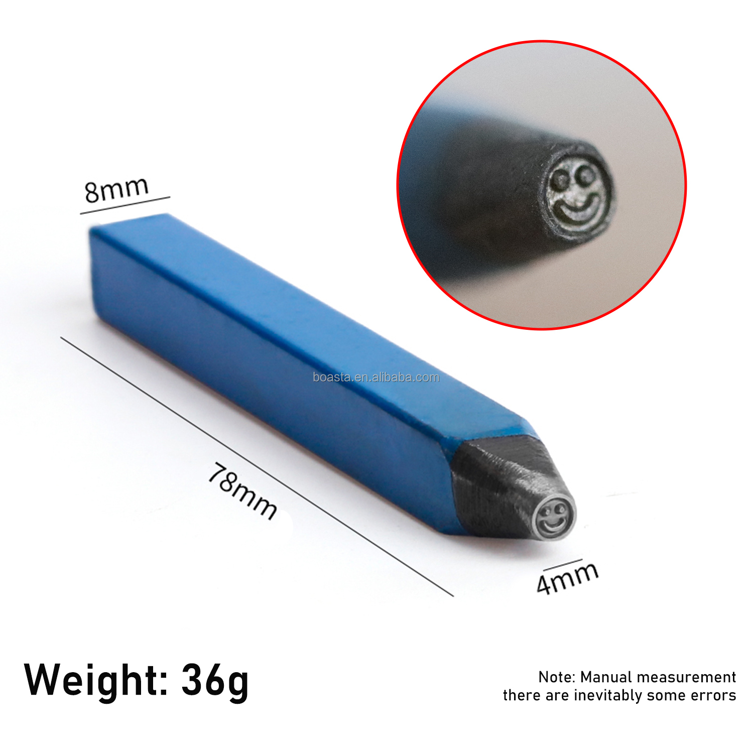 Tampon en acier motif visage souriant bleu 78 mm x 4,0 mm