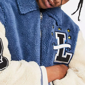 Abrigo de invierno Sherpa de manga larga suelto con cremallera de Color sólido personalizado, chaqueta de invierno, chaqueta de lana Polar, chaquetas de moda callejera para hombres - Product Image 3