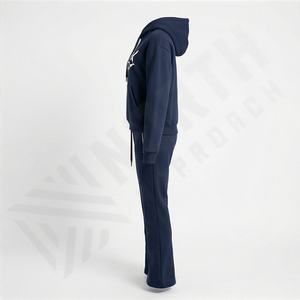 Ensemble de survêtement évasé délavé pour hommes et femmes, sweat-shirt à capuche surdimensionné et pantalon de survêtement, broderie appliquée, tenue de sport de qualité supérieure - Product Image 3