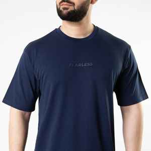 Camiseta de Algodón Personalizada de Lujo para Hombre, Estilo Urbano 3D, Cuello Redondo Acordonado, Secado Rápido, Hombros Caídos, 280 GSM, Ropa Deportiva Larga - Product Image 2