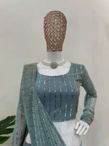 Lehenga Saree de Spandex Listo para Usar, Ropa Étnica Contemporánea Curada para Boutiques de Alta Gama, al por Mayor y a Precio Económico - Product Image 5