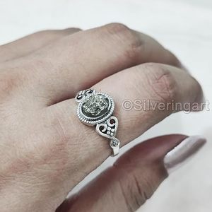 Bague pour femme en pyrite naturelle, pierre précieuse, pouvoir d'attirer l'argent, bohème, pyrite brute, bijoux faits à la main, bague en argent sterling 925 - Product Image 2