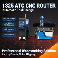 Machine de fraisage CNC ATC 1325 de haute qualité avec commande Syntec, broche 9 kW, pompe à vide et moteur pour le travail du bois et la fabrication d'armoires