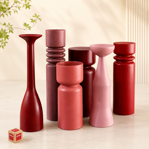 Porte-bougie en céramique géométrique empilable fait main, écologique, finition laquée, design moderne pour la décoration de cheminée de la Saint-Valentin - Product Image 3