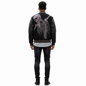 Chaqueta Varsity para Hombre con Bordado Chenille Personalizado, Cuello Alto, Color Personalizado, Impermeable, 100% Lana, para Invierno - Product Image 6