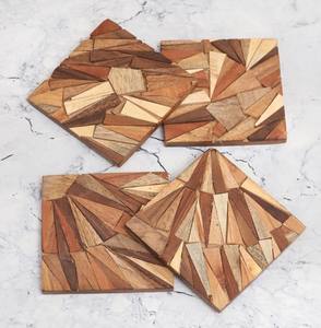 Sous-verres en bois au design moderne Ensemble de sous-verres de table de haute qualité pour la maison, la cuisine, le bureau et la protection des boissons - Product Image 2