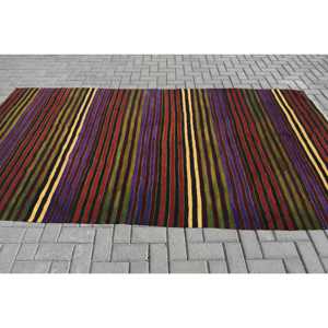 Tapis turc vintage, tapis Kilim 5,3x10 pieds, grand tapis patchwork rouge - Product Image 3