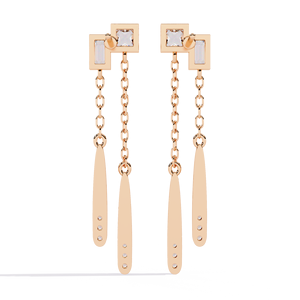 Élégantes boucles d'oreilles pendantes octogonales plaquées or jaune avec diamants pour femmes, idéales pour mariages et occasions spéciales, provenant d'Inde - Product Image 4