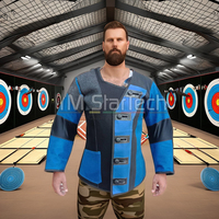 Veste de tir en cuir et toile personnalisable (couleur et taille) pour intérieur/extérieur avec motifs de cibles silhouettes BULLSEYE autoportantes