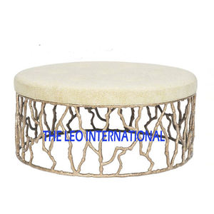 Pieds en acier finition antique Bem Banc de rangement Table basse pouf rembourrée 36X24X16 pouces tabouret de siège blanc meubles royaux - Product Image 3