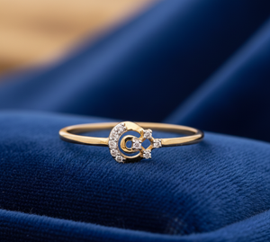 แหวนเพชรทองคำรูปดาวพระจันทร์สุดหรูสำหรับของขวัญวันครบรอบหรือของขวัญหมั้น - Product Image 2