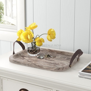 Plateau en bois fabriqué à la main de couleur beige naturel avec forme rectangulaire robuste et finition lisse parfait pour un service élégant - Product Image 4