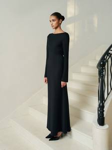 ROBE DRAPÉE MOLLYA DRAPÉE À DOS À Manches Longues Pour Femmes Robes D'été Deknit Dos Satin Georgette Printemps 2025 Vêtements Pour Femmes - Product Image 2