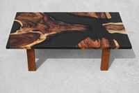 Table à manger et table basse en bois et résine époxy polie, artisanat naturel, revêtement durable, imitation antique, décoration intérieure européenne style ange
