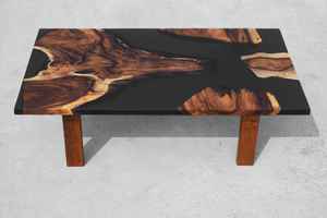 Natural Crafts Polished <b>Epoxy</b> Resin Wood Dining <b>Coffee</b> <b>Table</b> Durable Resin Coating Angel European Design for Home Decoration - Product Image 4