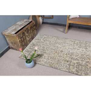 Tapis turc 3,7 x 6,6 pieds, tapis vintage, tapis persan gris en laine - Product Image 5