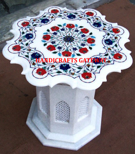 Beautiful Handmade <b>White</b> Marble Inlay Coffee <b>Dining</b> <b>Table</b> Top With Best Quality Customize Shape for Home Decorative Wholesaler - Product Image 1