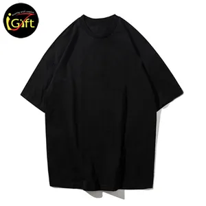 IGift थोक कस्टम मेड मांग करने के लिए काले रंग 100% कपास आरामदायक शहरी शैली पुरुषों की लघु आस्तीन टी शर्ट