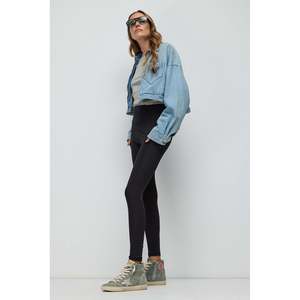 Leggings décontractés pour femmes Mega Merchant, taille mi-haute, en toile non tissée, 100% coton, sans couture, doux, pour le fitness, la gym et les sports - Product Image 6