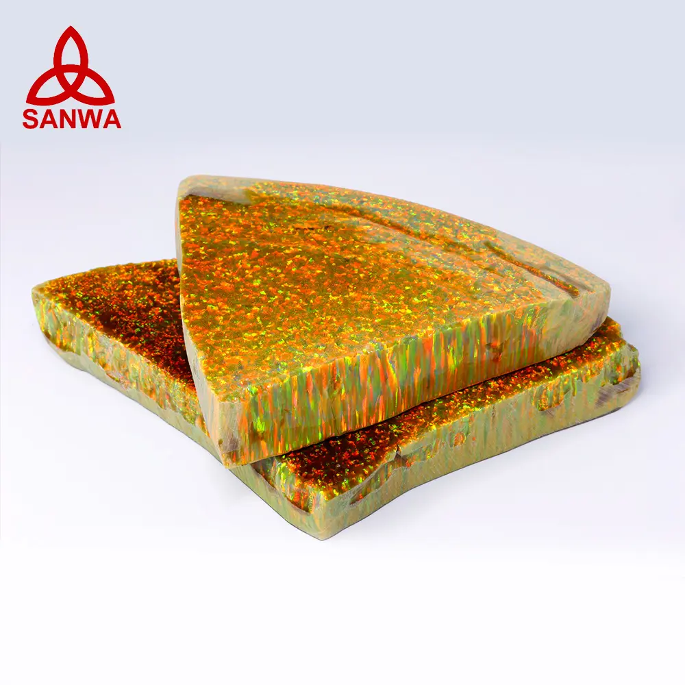 Sanwa Lab Grow Sintetis Opal Batu Permata Kasar OP46 Hijau Kuning Bahan Baku Langsung Harga Pabrik untuk DIY Mode Perhiasan