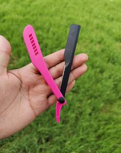 Vente à chaud Rasoirs de salon à lame unique pour hommes Échantillon gratuit Vente en gros en plastique de couleur rose avec manche pour le visage - Product Image 1