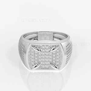 Anillo de Plata de Ley 925 SPARKS VISTA para Hombre, Anillo de Clúster Personalizado con Incrustaciones Completas de Moissanita Creada en Laboratorio, Joyería de Moda con Certificado GIA - Product Image 1