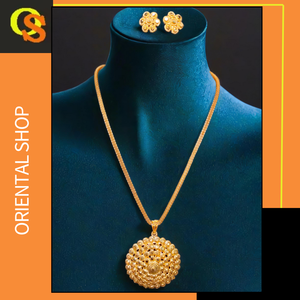 ชุดต่างหูสร้อยคอพร้อม22Ct ชุดต่างหูสร้อยคอสุดอินเทรนด์ชุดเครื่องประดับสำหรับผู้หญิง - Product Image 2