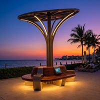 Banc solaire intelligent pour extérieur - Station de charge USB/sans fil alimentée par l'énergie solaire avec éclairage LED pour parc public et ville intelligente