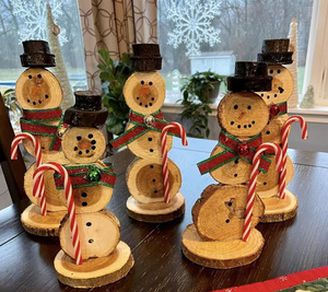 Adornos navideños de madera natural, artesanías rústicas hechas a mano, decoración colgante de árbol de vacaciones para decoración del hogar y regalos de festivales - Product Image 4