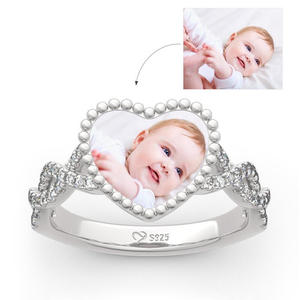 Bague photo réglable en argent sterling plaqué or rose Jeulia Endless Love - Product Image 1