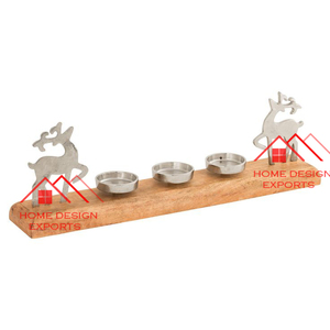 Latest Christmas and Easter Decor <b>Reindeer</b> Aluminium Wood Candle Holder Antique Finished Shape Candle Holder - Product Image 2