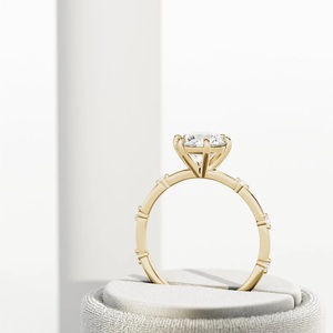Anillo de compromiso de diamante cultivado en laboratorio de 1,5 quilates, banda de compromiso de diamante mínimo, joyería de compromiso fina inspirada en la naturaleza de oro amarillo - Product Image 2