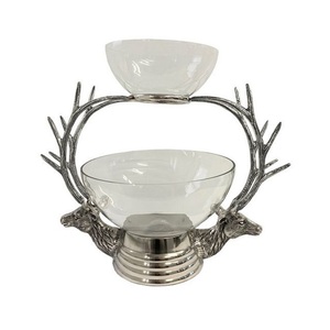 Bol en verre à plusieurs niveaux bicolore avec support de cerf en verre et aluminium métal bol décoratif bol attrayant bol de vente - Product Image 1