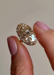 Anillo de Compromiso Clásico LILABA ENTERPRISE para Mujer, Oro Amarillo de 18K, Corte Ovalado Marrón Elegante, Diamantes Cultivados en Laboratorio, Certificado IGI - Product Image 2