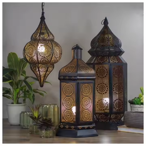 Juego de linternas vintage creativas de dos linternas decorativas de madera y metal desgastadas para el hogar y el jardín Fabricante de alta calidad - Product Image 2